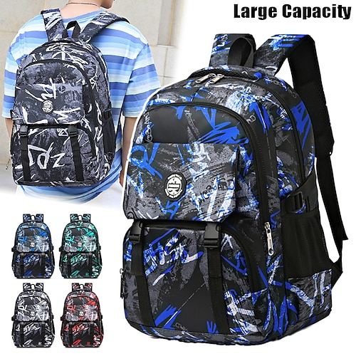 

Herren Damen Rucksack Schultasche Rucksack Schulanfang Outdoor Farbblock Geometrische Muster Polyester Hohe Kapazität Wasserdicht Leichtgewichtig Reißverschluss Schwarz Blau Grün