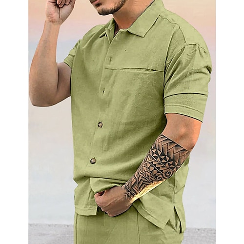 

Homme Chemise Chemise boutonnée Chemise décontractée Chemisette Chemise d'été Chemise de plage Blanche Bleu Vert Gris Manche Courte Plein Revers du quotidien Vacances Poche avant Vêtement Tenue 100