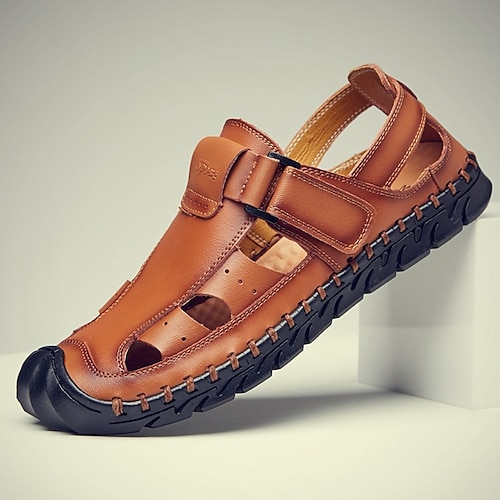 

Hombre Sandalias Sandalias planas Sandalias de cuero Sandalias Confort Casual Estilo playero Exterior Diario Cuero Transpirable Cómodo Antideslizante Negro Amarillo Marrón Verano Primavera