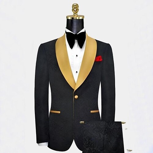 

Costume Homme Mariage Ensemble 2 pièces Noir Avec motifs Coupe Sur-Mesure Droit un bouton 2023