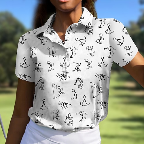 

Mujer Camisas de polo Camiseta de golf Polo con botones Transpirable Secado rápido Dispersor de humedad Manga Corta Ropa de golf ropa de golf Ajuste regular Impreso Verano Tenis Golf pepinillo