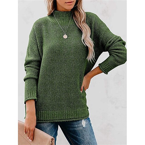 

Damen Pullover Strickwaren Gerippt Stricken überdimensional Feste Farbe Rollkragen Stilvoll Brautkleider schlicht Outdoor Täglich Herbst Winter Schwarz Grün Khaki S