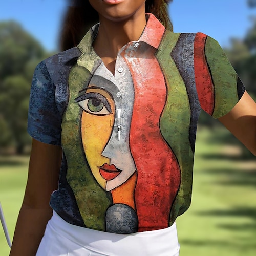 

Mulheres Camisa polo de caminhada Camisa de golfe Pólo de botões Respirável Secagem Rápida Pavio Humido Manga Curta Vestuário de golfe Roupas de golfe Normal Estampado Verão Tênis Golfe Pickleball