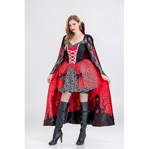  Hexe Vampir Film-/TV-Themenkostüme Halloween Cosplay Kostüm Partykostüm Maskerade Walpurgisnacht Outfits Cosplay Erwachsene Damen Maskerade Karneval Leistung Party Halloween Einfache Halloween-Kostüme