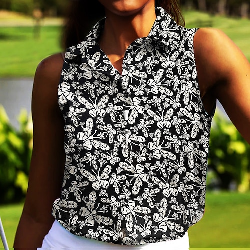 

Mujer Camisas de polo Camiseta de golf Polo con botones Transpirable Secado rápido Dispersor de humedad Sin Mangas Ropa de golf ropa de golf Ajuste regular Mariposa Verano Tenis Golf pepinillo