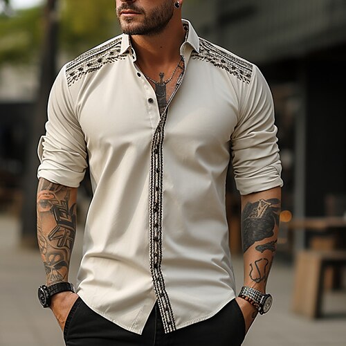 

Herren Hemd Gestreift Grafik-Drucke Geometrie Ständer Aprikose Khaki Grau Outdoor Strasse Kurzarm Bedruckt Bekleidung Modisch Designer Brautkleider schlicht Komfortabel