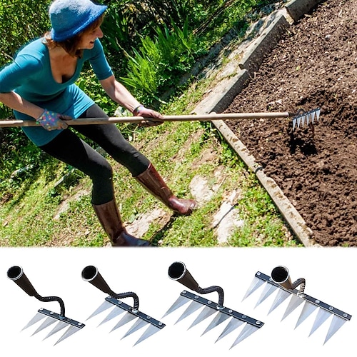 

Outil d'extraction de mauvaises herbes de jardin portable avec 6 dents, houe de désherbage de jardin polyvalente facile à désherber, outil de désherbage à main haute résistance pour ferme de jardin