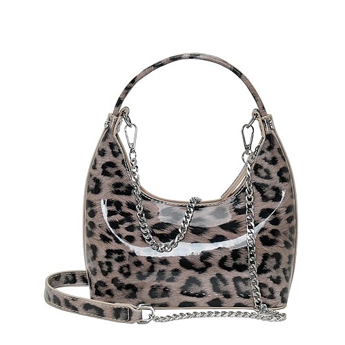 

Women's Shoulder Bag Hobo Bag PU Leather Halloween Daily Zipper Waterproof Anti-Dust Leopard Black Khaki