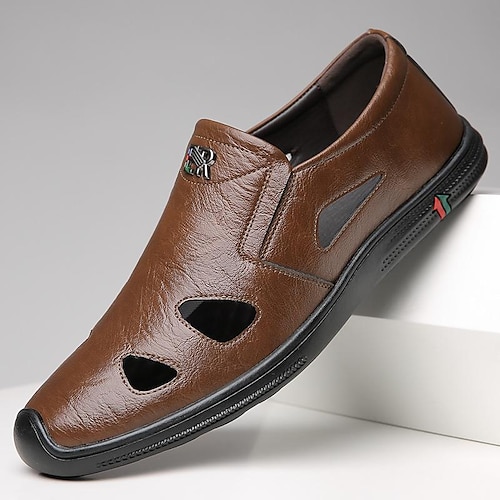 

Hombre Zapatos de taco bajo y Slip-On Mocasines de cuero Casual Exterior Diario Zapatos de Paseo Cuero Sintético Transpirable Cómodo Antideslizante Negro Marrón Verano
