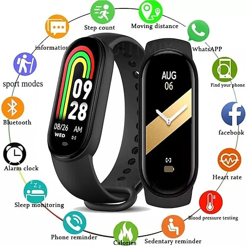 

C8 Smart Watch Men Women Smartband Heart Rate Sleep Monitor Smartwatch Fitness Tracker Blood Pressure Sport Music Remote Control Smart Bracelet