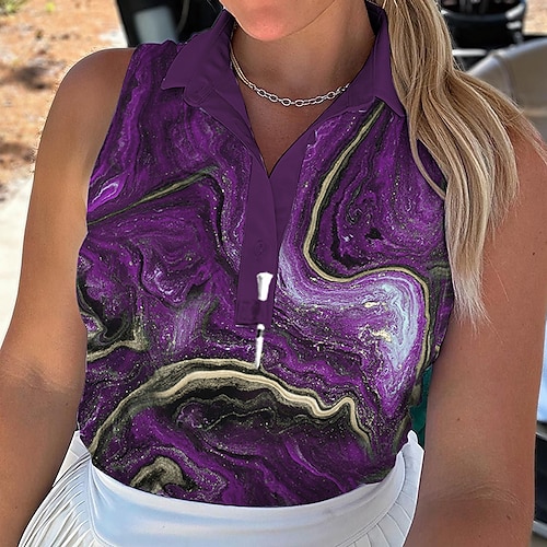 

Mujer Camisas de polo Camiseta de golf Polo con botones Transpirable Secado rápido Dispersor de humedad Sin Mangas Ropa de golf ropa de golf Ajuste regular Impreso Verano Tenis Golf pepinillo