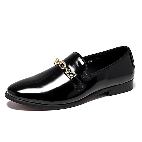 

Homens Mocassins e Slip-Ons Mocassins Comfort Sapatas da manta do estilo britânico Tamanhos Grandes Casual Formais Diário Couro Envernizado Confortável Antiderrapante Preto Primavera Outono