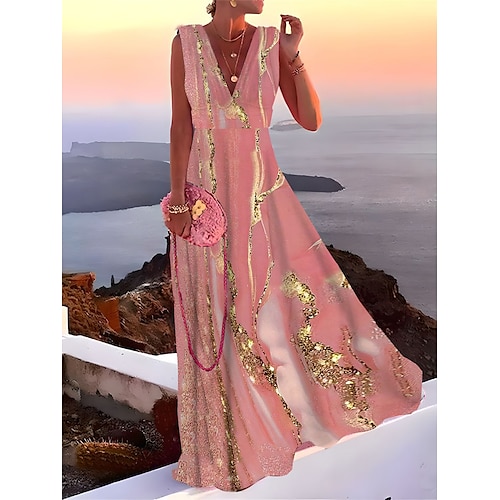 

Women's Prom Dress Party Dress Wedding Guest Dress Long Dress Maxi Dress Light Pink Black Pink Sleeveless Ombre Ruched Summer Spring Fall Deep V Fashion Evening Party Wedding Guest Vacation 2023 S M