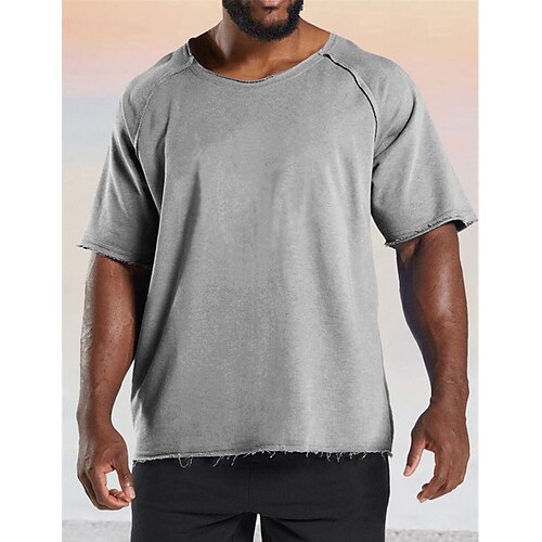 

Men's T shirt Tee Oversized Shirt Tee Top Plain Raglan Sleeve Crew Neck Street Vacation Short Sleeves Patchwork Clothing Apparel Fashion Designer Basic