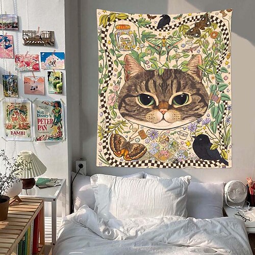 

Chats mignons suspendus tapisserie art mural grande tapisserie murale décor photographie toile de fond couverture rideau maison chambre salon décoration