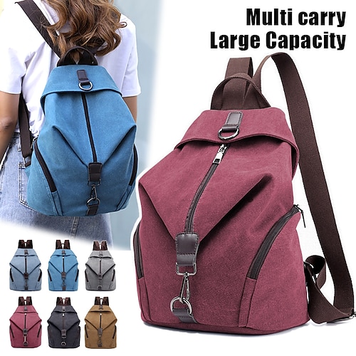 

Mulheres mochila Mochila Escolar mochila Escola Diário Côr Sólida Tela de pintura Grande Capacidade Leve Durável Ziper Preto Azul Real Azul Céu