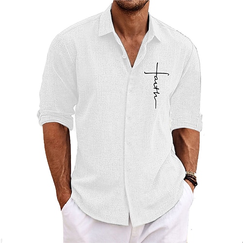  Herr Kors Skjorta Knapp upp skjorta Långärmad Mode Streetwear Designer Utomhus Ledigt Dagligen Sommar Vår Höst Nedvikt Mönster Svart Vit Rodnande Rosa Blå Grön