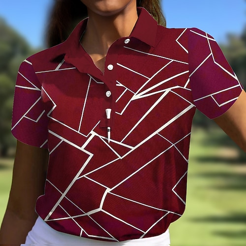 

Mulheres Camisa polo de caminhada Camisa de golfe Pólo de botões Respirável Secagem Rápida Pavio Humido Manga Curta Vestuário de golfe Roupas de golfe Normal Geométrica Verão Tênis Golfe Pickleball