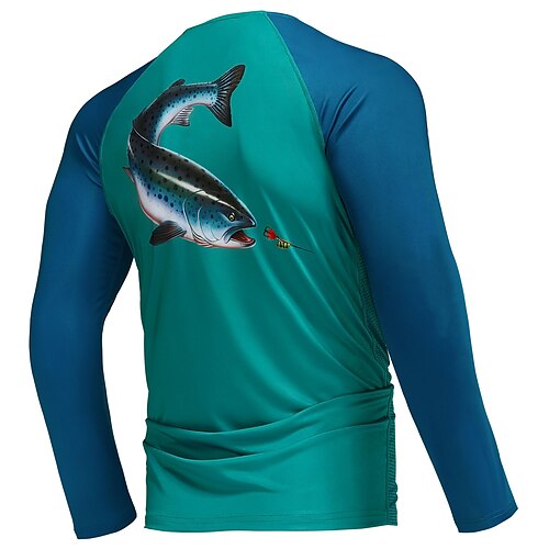 

Homme Chemise de pêche Extérieur manche longue Protection UV Respirable Séchage rapide Poids Léger Anti-transpiration Top Eté Printemps Extérieur Pêche Camping et randonnée Vert clair Bleu Marine Bleu