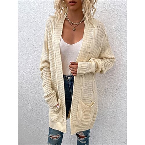 

Damen Strickjacke Strickwaren Gedrehtes Stricken Tasche Feste Farbe Öffnung vorne Stilvoll Brautkleider schlicht Outdoor Täglich Sommer Herbst Schwarz Wein Grün Einheitsgröße