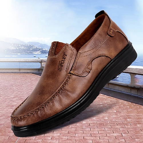 

Herren Loafer Slip On Freizeitschuhe für Herren Komfort Schuhe Geschäftlich Brautkleider schlicht Täglich Büro Karriere Kunstleder Atmungsaktiv Komfortabel Rutschfest Dunkelbraun Schwarz Kaki