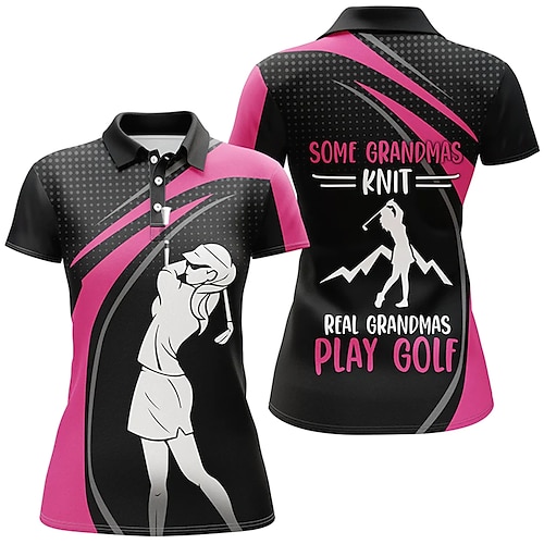 

Femme T-shirt POLO Chemise de golf Polo boutonné Respirable Séchage rapide Evacuation de l'humidité Manche Courte Vêtements de golf Top Standard Imprimé Eté Tennis Le golf Pickleball