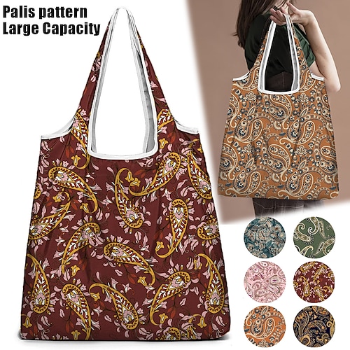 

Women's Tote Shoulder Bag Palis pattern Hobo Bag Nylon Shopping Daily Print Large Capacity Breathable Foldable Geometric 3D Blue