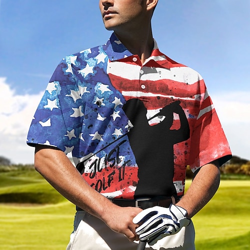 

Herren poloshirt Golfhemd Geknöpftes Poloshirt Atmungsaktiv Schnelltrocknend Feuchtigkeitsableitung Kurzarm Golfbekleidung Golfkleidung Regular Fit Fahne Sommer Tennis Golfspiel Pickleball