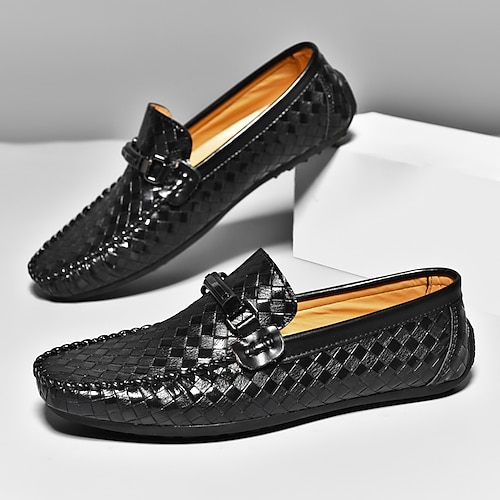 

Hombre Zapatos de taco bajo y Slip-On Casual Diario PU Transpirable Cómodo Negro Marrón Verano Otoño