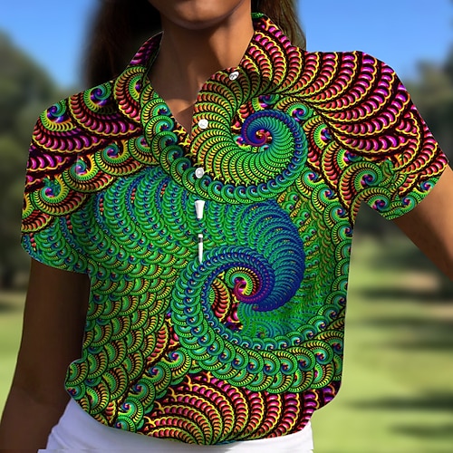 

Mulheres Camisa polo de caminhada Camisa de golfe Pólo de botões Respirável Secagem Rápida Pavio Humido Manga Curta Vestuário de golfe Roupas de golfe Normal Estampado Verão Tênis Golfe Pickleball