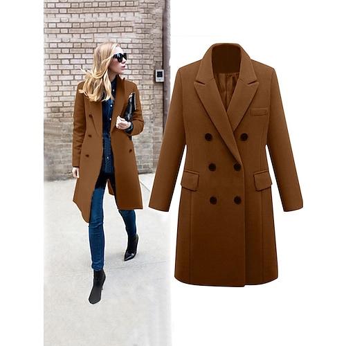 

Women's Coat Casual Jacket Trench Coat Street Daily Wear Vacation Fall Winter Long Coat Loose Fit Thermal Warm Windproof Warm Stylish Sporty Chic & Modern Jacket Long Sleeve Pure Color Slim Fit Black