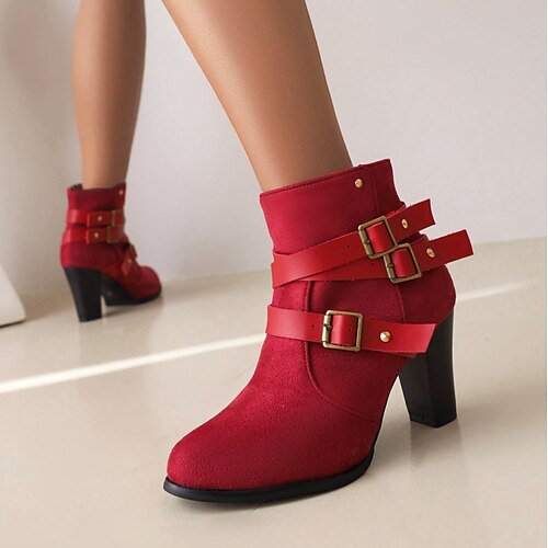 

Mulheres Botas Coturnos Botas de salto Botins Botins Trabalho Diário Salto Robusto Góticas Vintage Casual Couro Sintético Côr Sólida Preto Vermelho