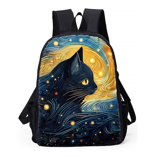 

Herren Damen Rucksack 3D Rucksack Schulanfang Täglich Katze Blume Polyester Hohe Kapazität Atmungsaktiv Leichtgewichtig Reißverschluss Bedruckt Schwarz Gelb Rote