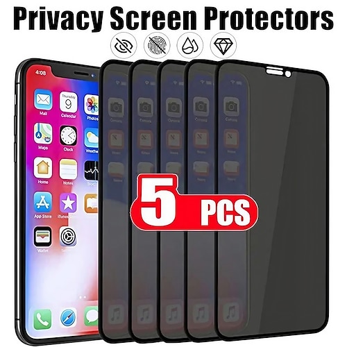 

5 pcs écran Protection Pour Apple iPhone 14 Pro Max Plus 13 12 11 Mini X XR XS 8 7 Verre trempé en céramique Vie Privée Anti-espion Dureté 9H Anti bulles Anti-Traces de Doigts Antidéflagrant