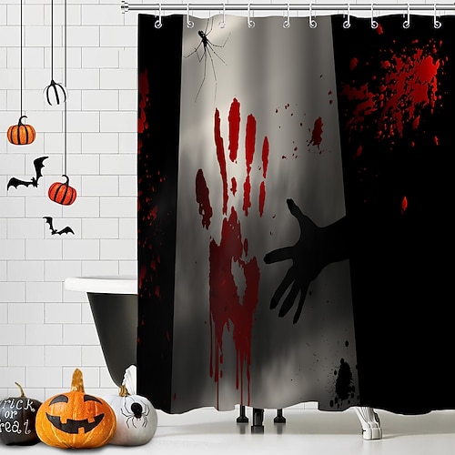 Yadshoti Halloween Duschvorhang – Skelett-Paar Design, Polyester, 178x178 Cm, Mit Haken