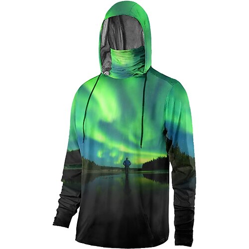 Men's Fishing Shirt Hooded Outdoor Long Sleeve UV Protection