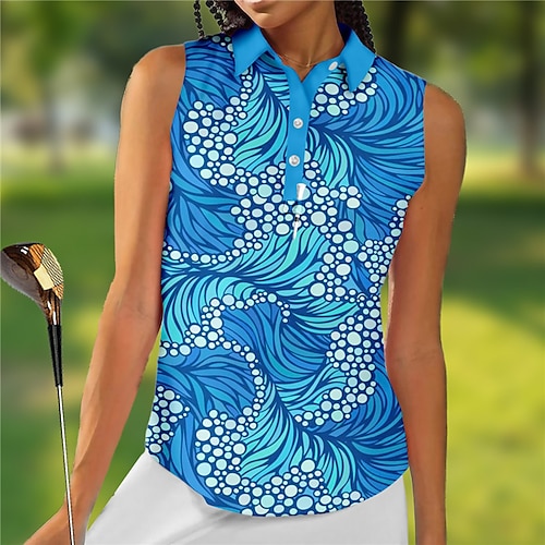 

Women's Golf Polo Shirt Golf Shirt Button Up Polo Pink Blue Purple Sleeveless Golf Apparel Golf Clothes Ladies Golf Attire Clothes Outfits Wear Apparel