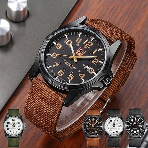 

Women Men Quartz Watch Large Dial Fashion Wristwatch Calendar Waterproof Nylon Strap Watch