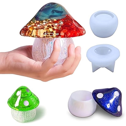 

Mushroom Jar Silicone Resin Molds For Jewelry Holder Storage Container Organizer , Candle Holder Epoxy Mold , DIY Molds For Jewelry, Resin Crafts