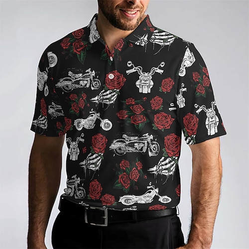 

Hombre Camisas de polo Camiseta de golf Polo con botones Transpirable Secado rápido Dispersor de humedad Manga Corta Ropa de golf ropa de golf Ajuste regular Floral Verano Tenis Golf pepinillo