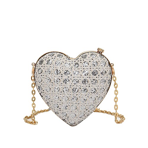 

Femme Sac bandoulière Sac de soirée Synthétique Soirée Halloween Détail Cristal Chaîne Etanche Durable Géométrique Noir Blanche Argent