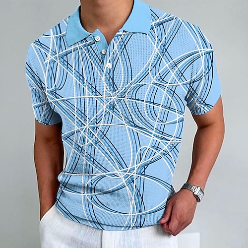 

Homme Polo gaufré Polos boutonnés Polo à revers POLO Tee Shirt Golf Imprimés Photos Géométrie Col rabattu Bleu Vert Extérieur Plein Air Manche Courte Imprimer Vêtement Tenue Mode Design Décontractées