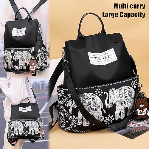 

Women's Backpack School Bag Bookbag Commuter Backpack School Daily Animal Oxford Cloth Large Capacity Breathable Lightweight Zipper Elephant