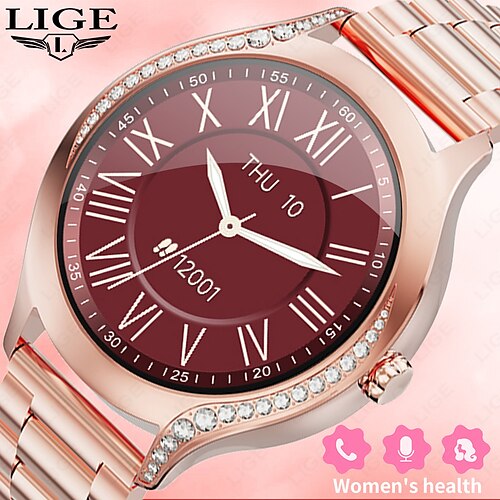 

lige montre intelligente dames sport fitness bluetooth appel étanche ip68 bracelet vrai rouge traqueur d'oxygène du sang nouvelle smartwatch femme