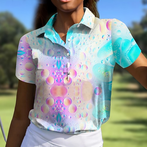 

Dames Wandelen poloshirt Golfshirt Polo met knopen Ademend Sneldrogend Vochtregelerend Korte mouw Golfkleding Kleding Bovenlichaam Normale pasvorm Gedrukt Zomer Tennis Golf Augurkbal