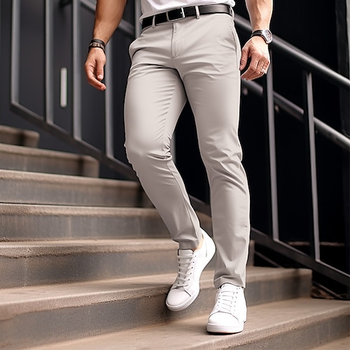 

Men's Trousers Chinos Summer Pants Casual Pants Front Pocket Plain Comfort Breathable Casual Daily Holiday Cotton Blend Fashion Basic Black White