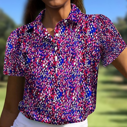 

Women's Polo Shirt Golf Shirt Button Up Polo Breathable Quick Dry Moisture Wicking Short Sleeve Golf Apparel Golf Clothes Regular Fit Printed Summer Tennis Golf Pickleball