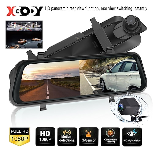 

xgody 10 pouces 2.5k full hd écran tactile dash cam voiture dvr caméra de voiture avant et arrière double objectif dashcam vision nocturne 170 ° grand angle enregistreur g-sensor