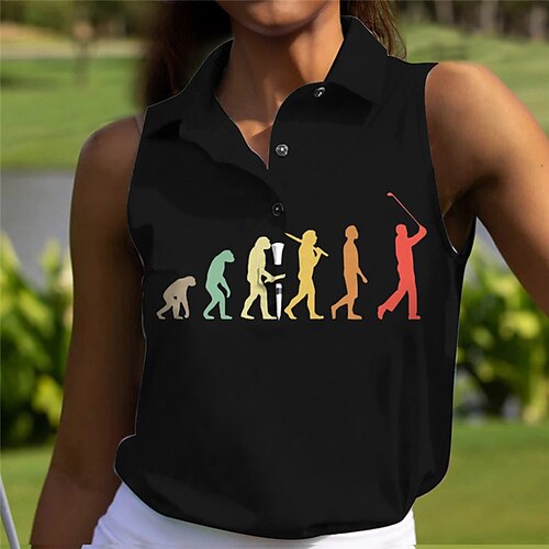 

Damen poloshirt Golfhemd Geknöpftes Poloshirt Atmungsaktiv Schnelltrocknend Feuchtigkeitsableitung Ärmellos Golfbekleidung Golfkleidung Regular Fit Bedruckt Sommer Tennis Golfspiel Pickleball