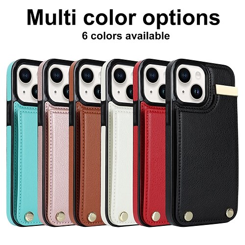 

telefone Capinha Para Apple iPhone 14 Pro Max Plus 13 12 11 X XR XS 8 7 Capa traseira Capa para Cartão Wallet Slots de suporte de cartão Antichoque Côr Sólida TPU Couro PU